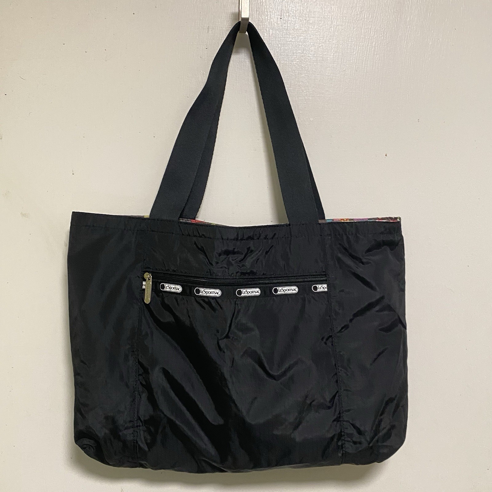 LeSportsac Classic Tote Large Travel Shoulder Bag Reversible Mushroom Butterfly