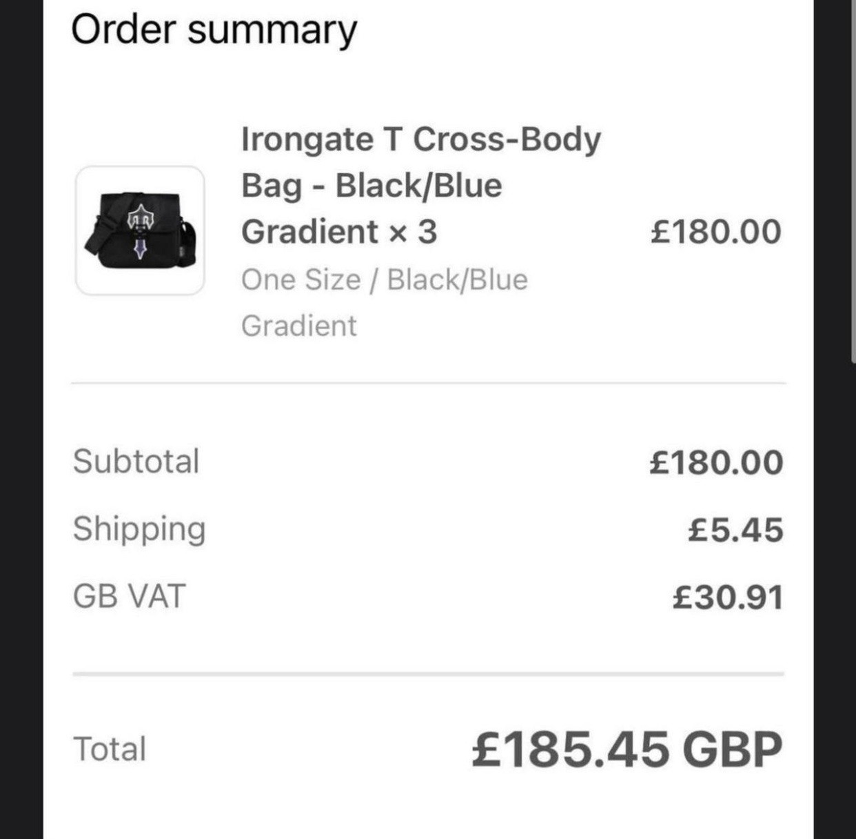 Trapstar Messenger Bag Iron gate T Cross Ice Black Blue Gradient