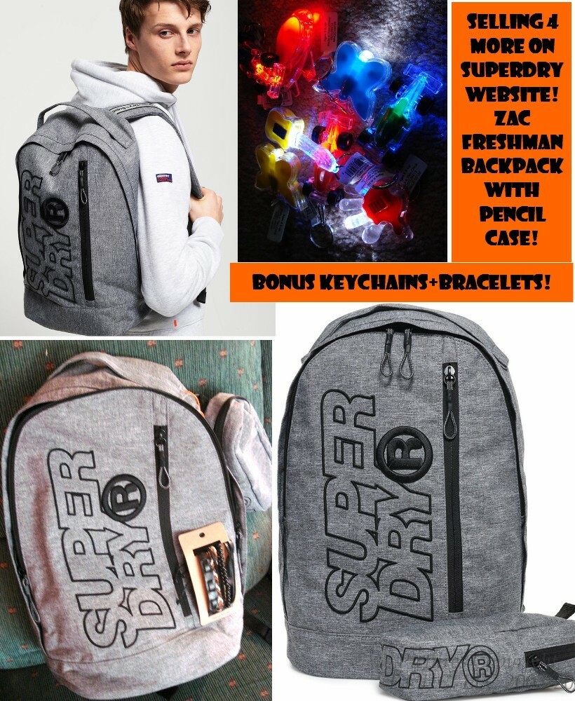 NEW COMPACT KIDS/CHILDRENS ZAC FRESHMAN GREY SUPERDRY SCHOOL/DAY BACKPACK +BONUS