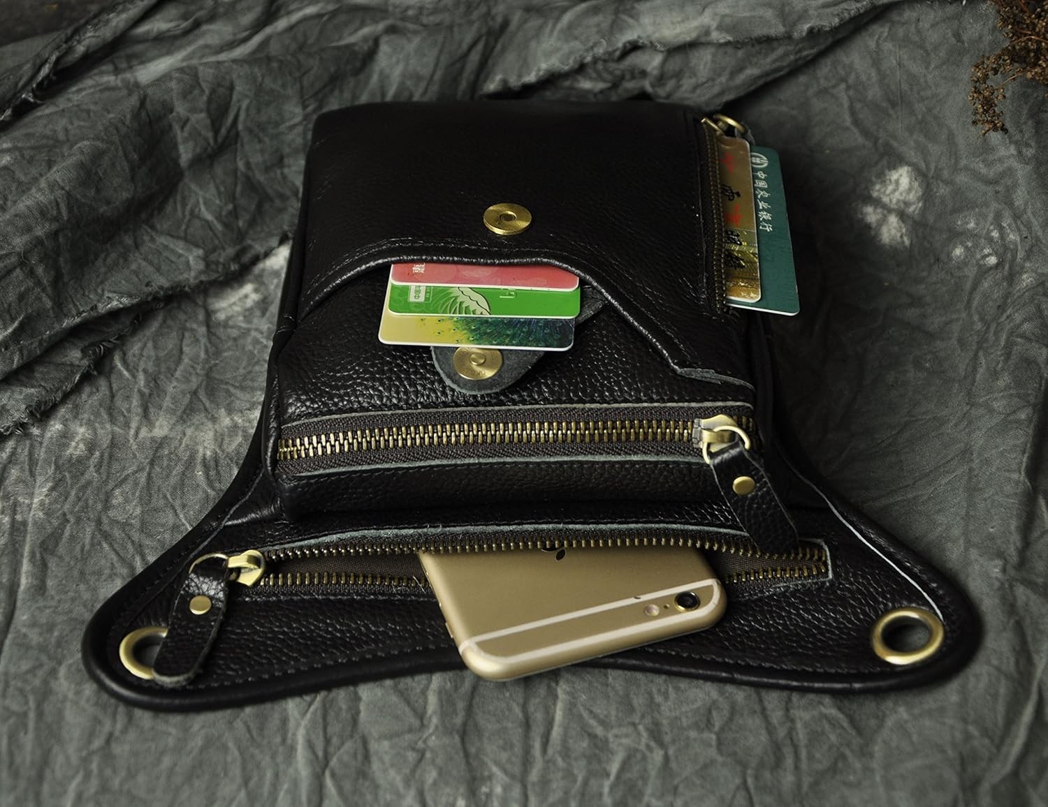 Genuine Leather hip bag Thigh Drop Leg Bag Waist fanny Pack for Men and Women…