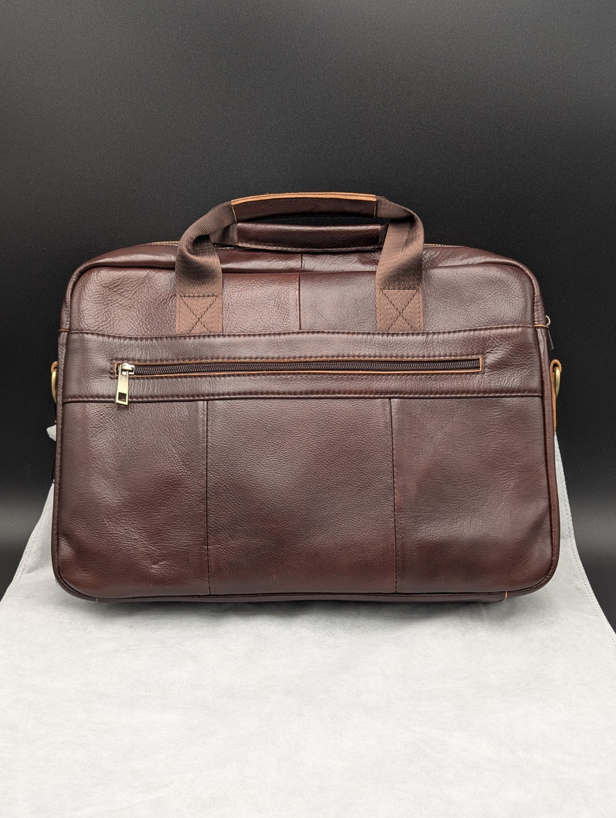 Men Genuine Cowhide Leather Briefcase Document Bag Coffee Color Brand New