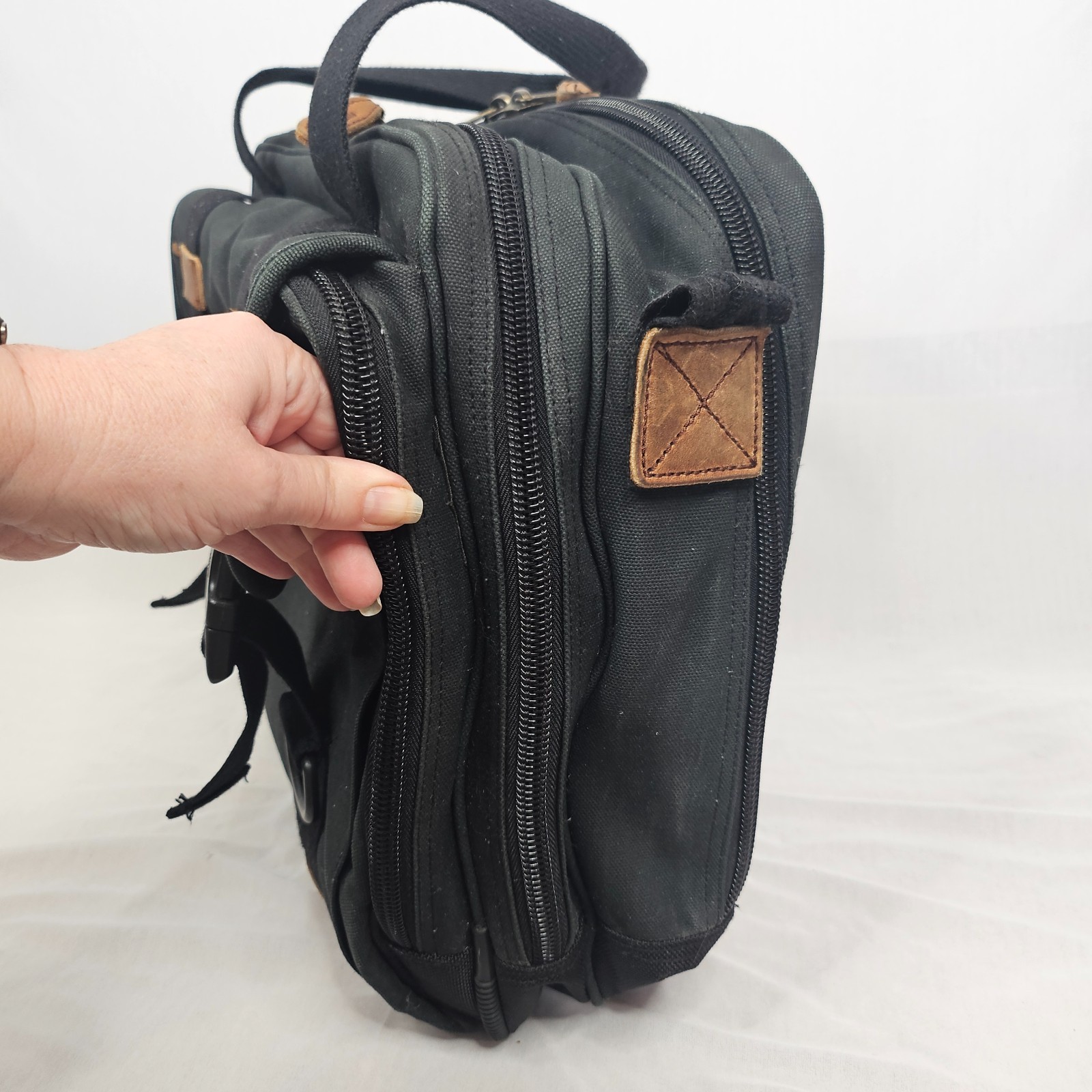 Cabela’s Canvas Messenger Bag | Hunting Gear Laptop Briefcase Black Leather Trim