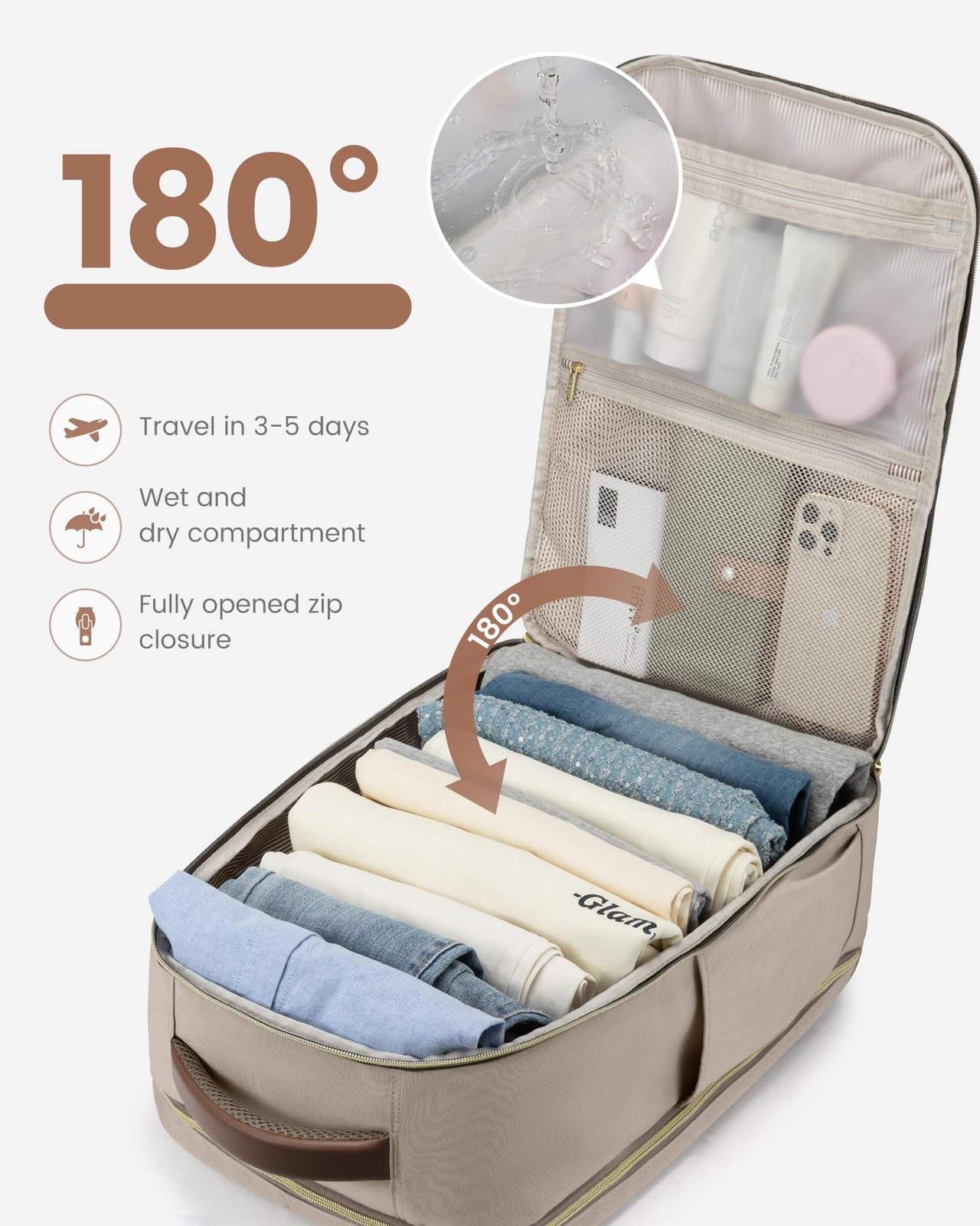 LOVEVOOK 40L Travel Backpack 17.3 Inch Carry On, 3 Packing Cubes