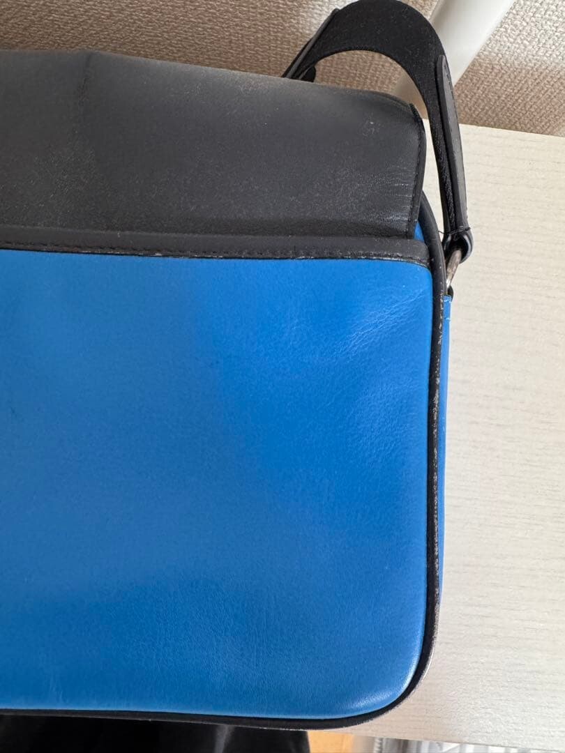 COACH Mens Track Crossbody Camera Bag Blue Black Colorblock Leather C9962 Zip