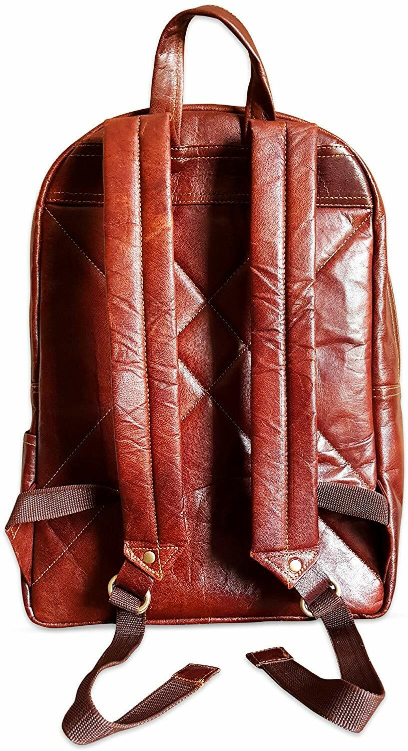 Genuine Leather Travel Backpack – Vintage Rucksack Laptop School Bag Men Women