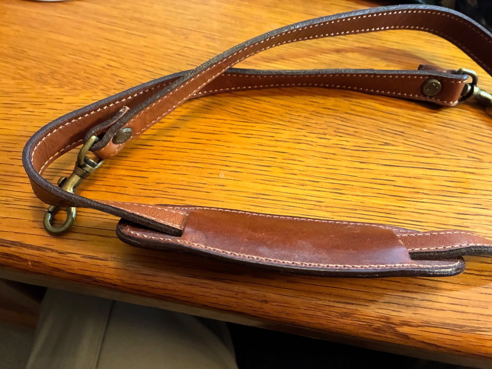 Vintage Genuine Leather Crossbody Strap Replacement, Brass, 39″ Long