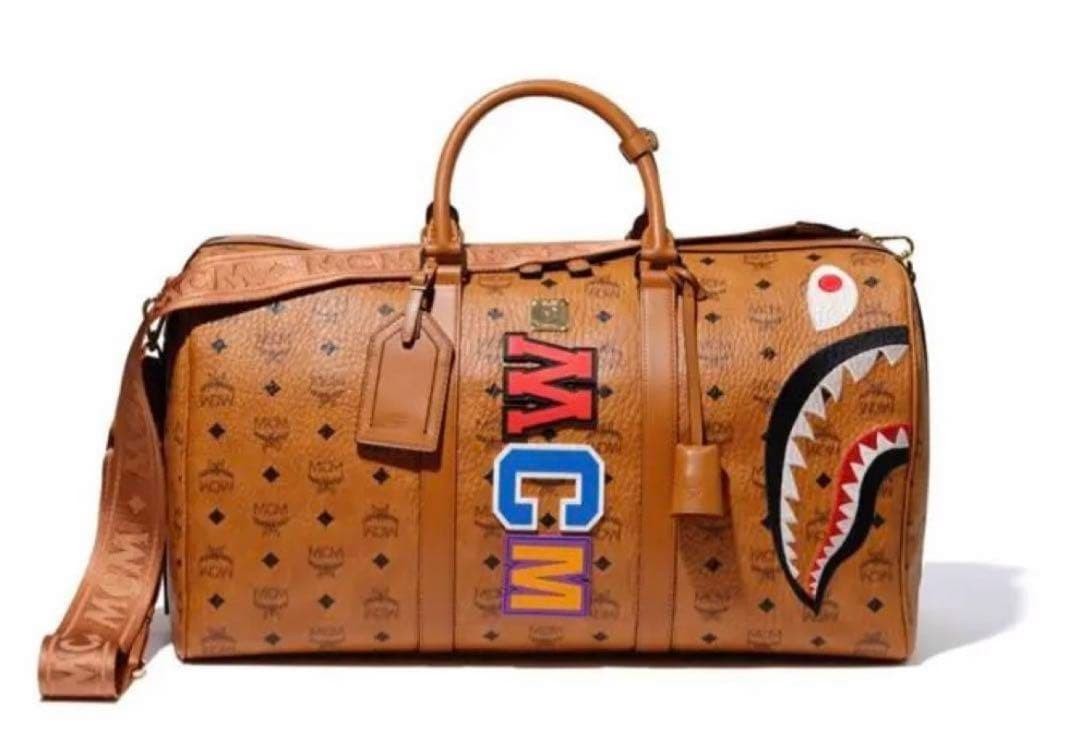 MCM A BATHING APE Boston Bag Rare Vintage Collaboration 50cm