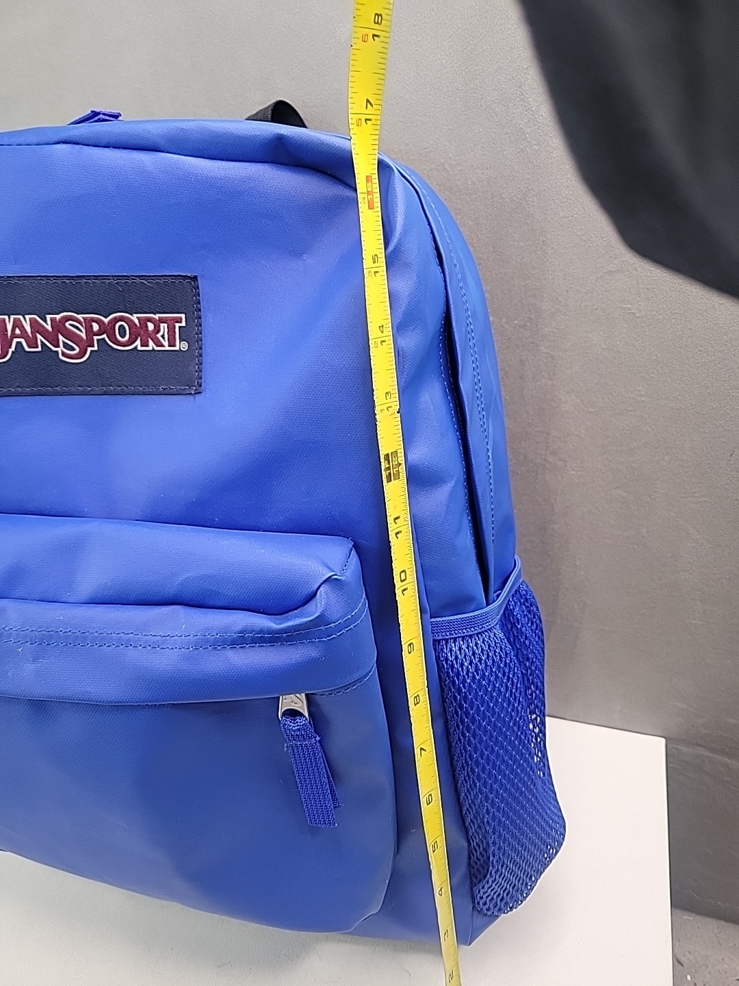 RARE JanSport Coated Royal Blue Backpack Hyperbreak Bag Water Bottle Holder