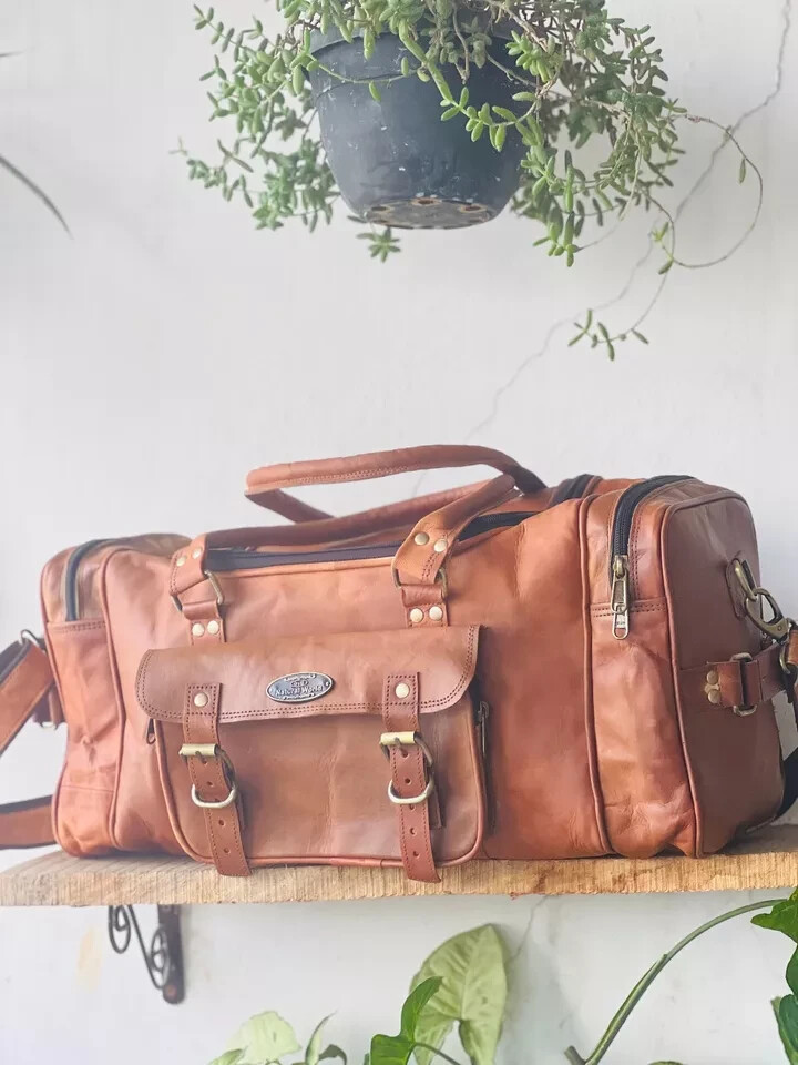 Handmade Oil Finished Leather Duffel bag Travel For Men And Women