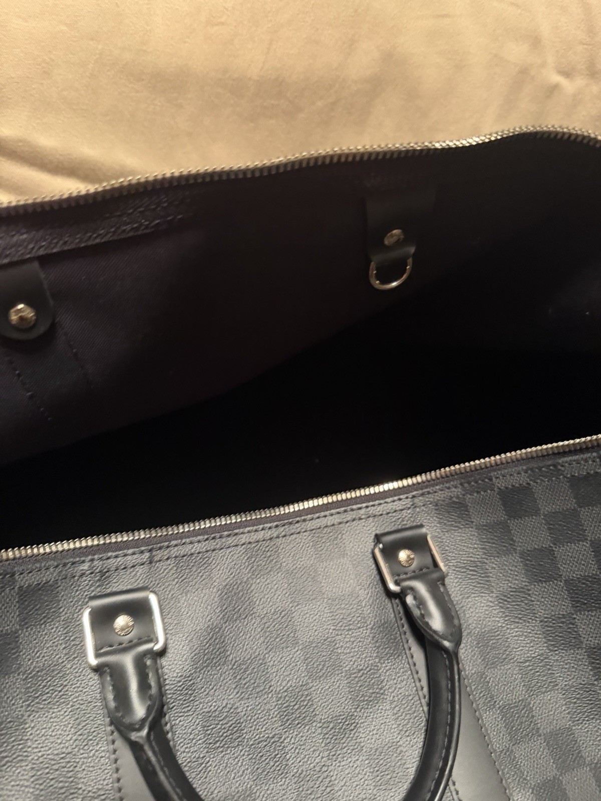 Louis Vuitton Keepall 55 Bandouliere Damier Graphite LV Travel Duffle Bag SD3102
