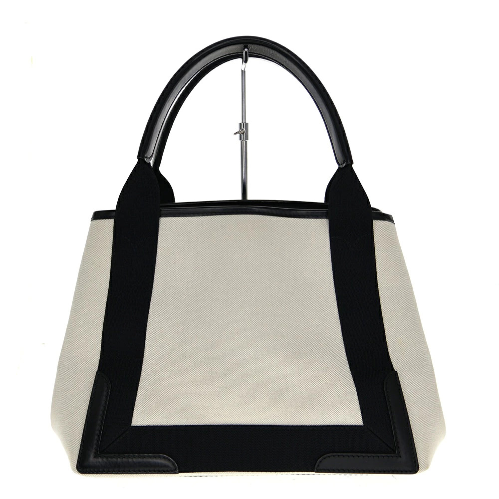 BALENCIAGA 339933 Navy Cabas Small Unisex Black Ivory Used