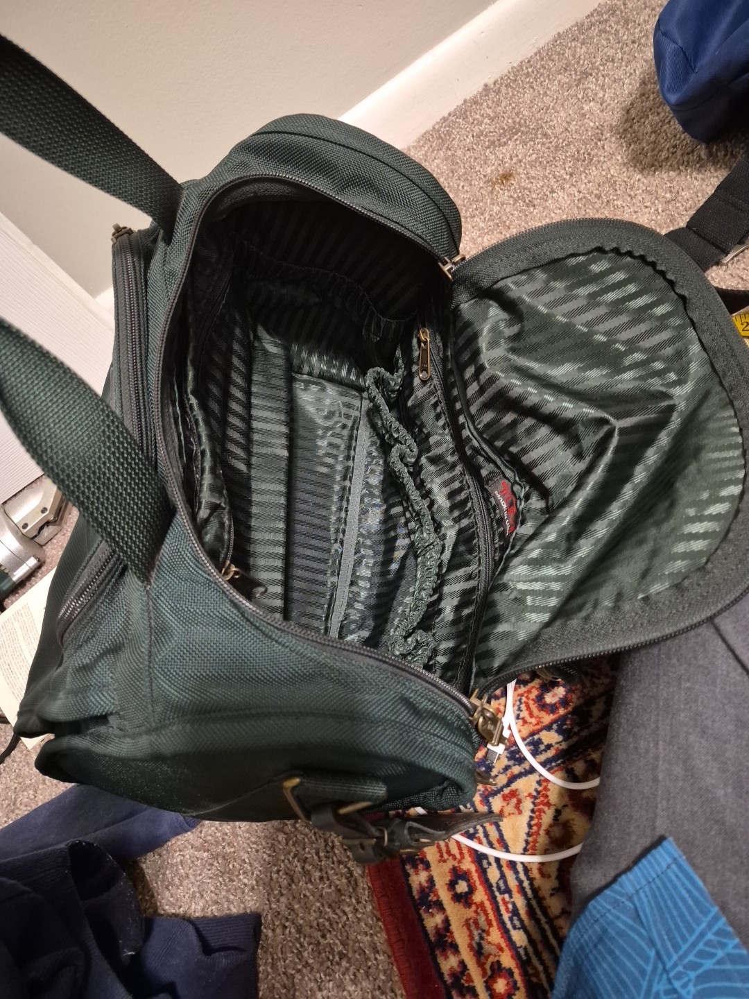 Tumi Dark Green Ballistic Nylon Carry-on Duffle With Name Tag