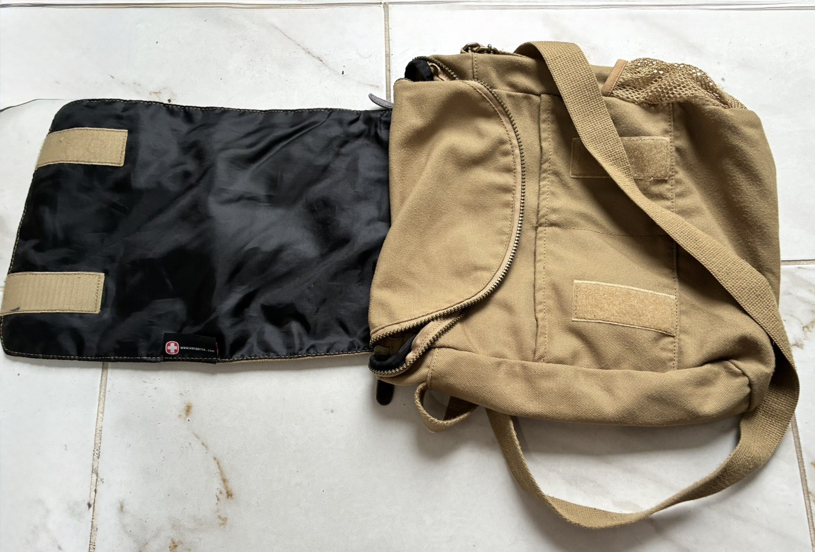 Wegner Swiss Messenger Crossbody Bag Khaki Brown Canvas Brown Pre Owned
