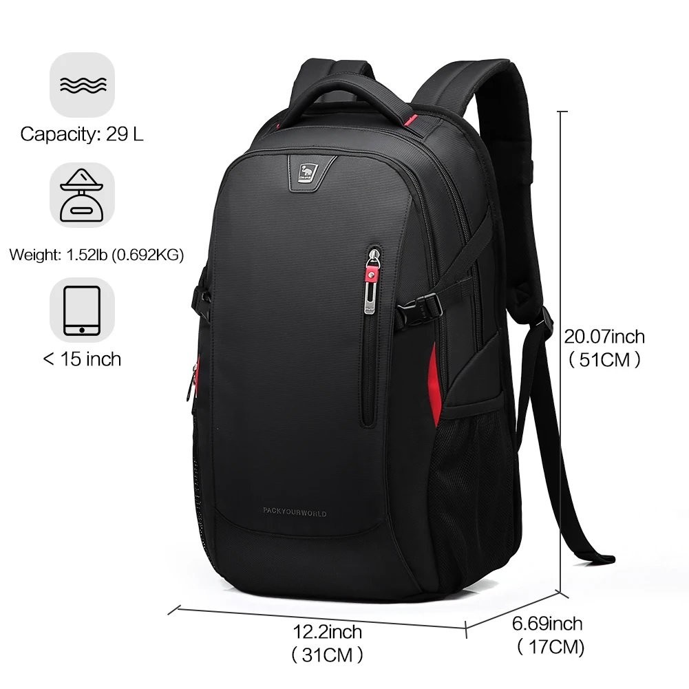 OIWAS 15.6″ Laptop Backpack 29L Waterproof Nylon School Travel Bag Mochila New