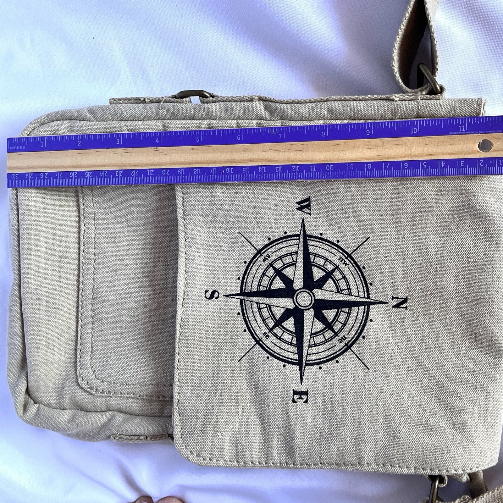 Rothco Washed Canvas Messenger Bag Compass Rose Map Organizer Shoulder 7″x12″x3″