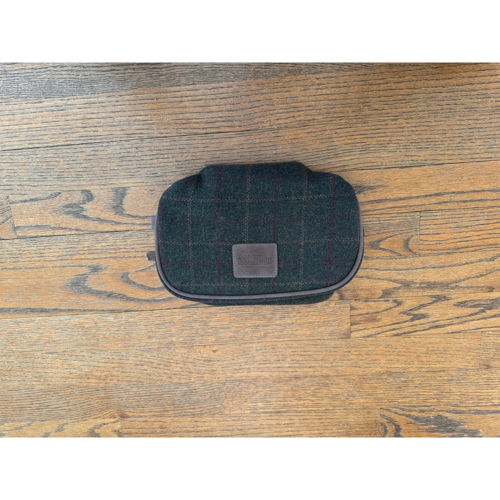 Timber and Tide Green Plaid Wool Dopp Kit Toiletry Bag Travel Shaving Case