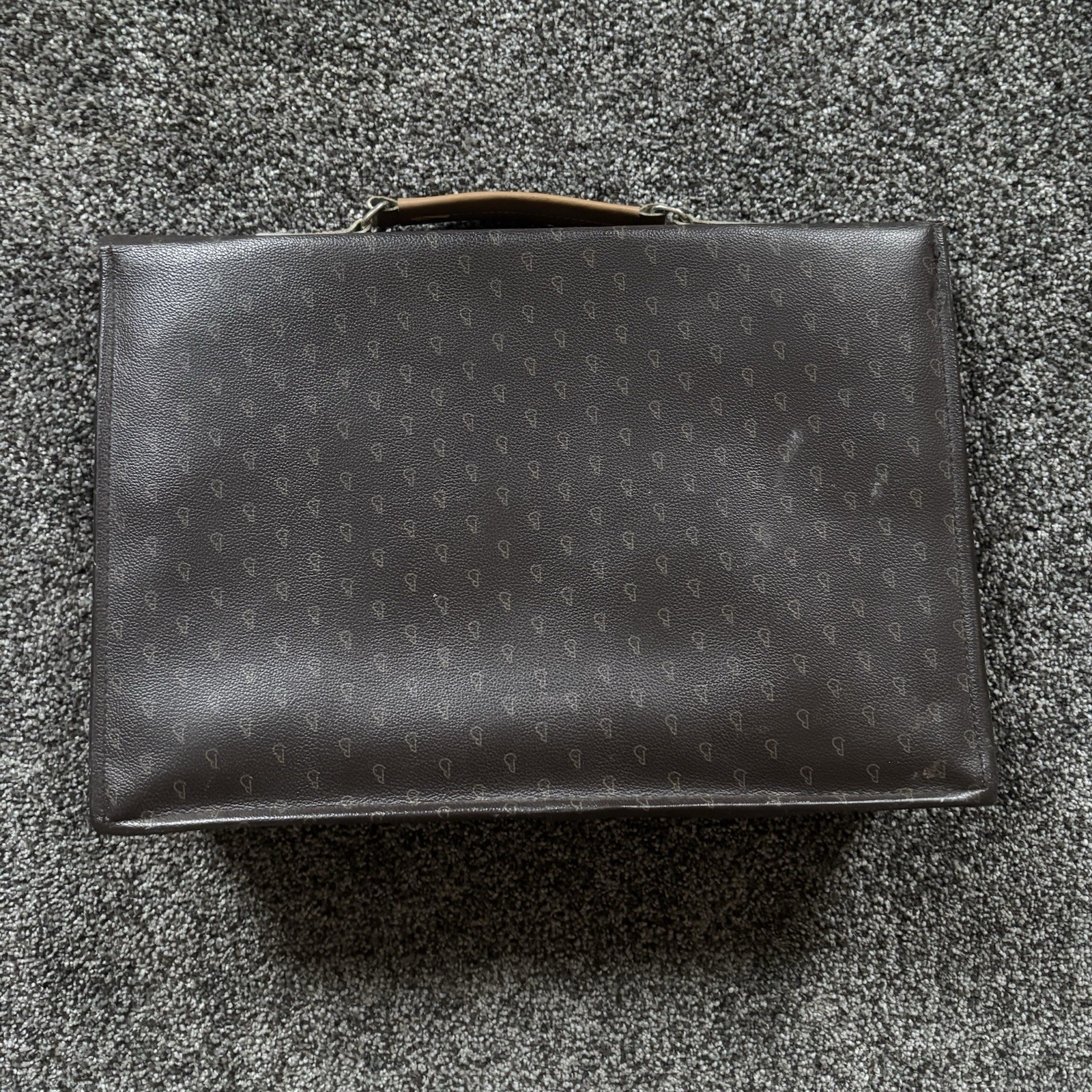 Vintage Classic Brown Leather Slim Briefcase European Designer Work Professional