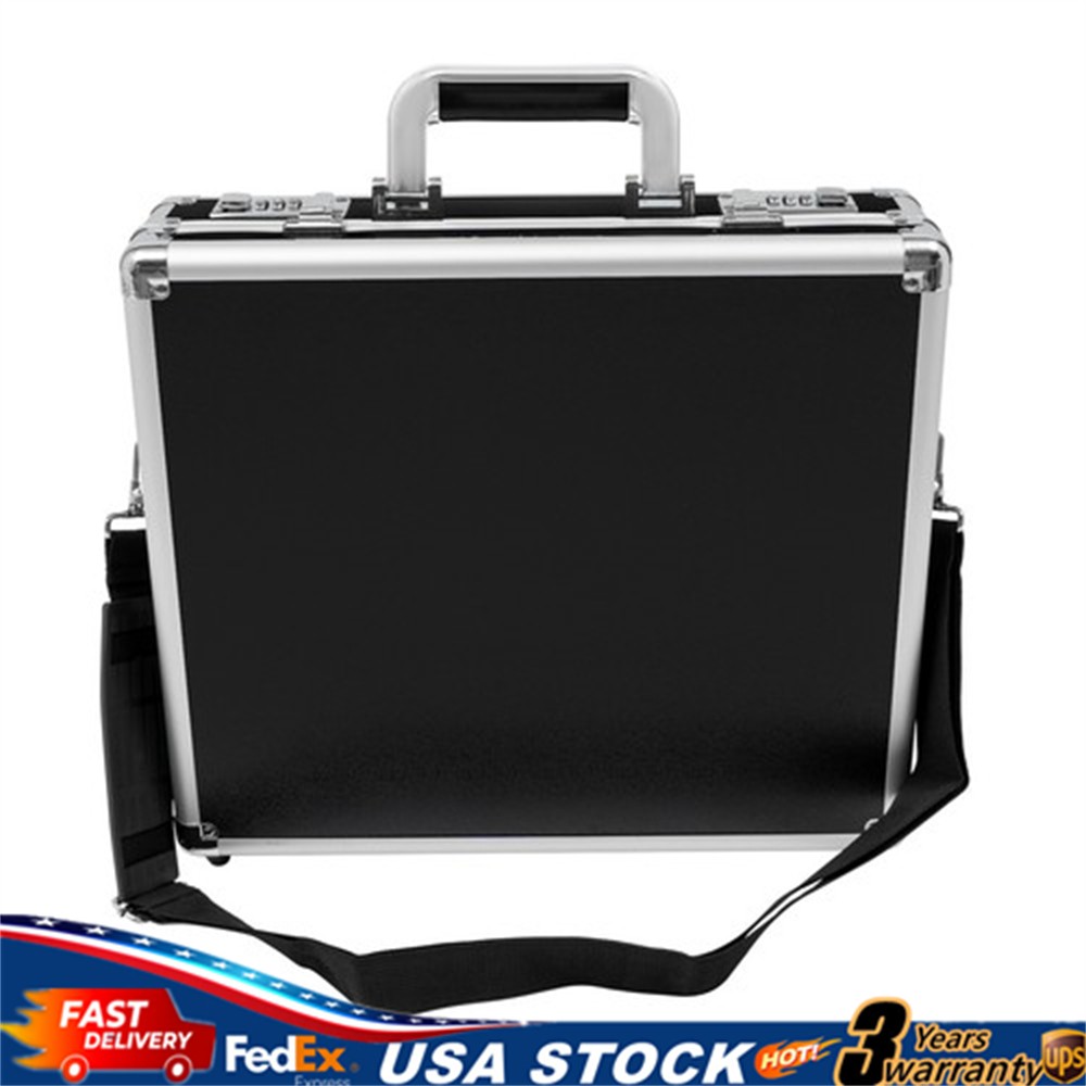 Aluminum Hard Case Big Capacity with Combination Lock Briefcase with Pocket New