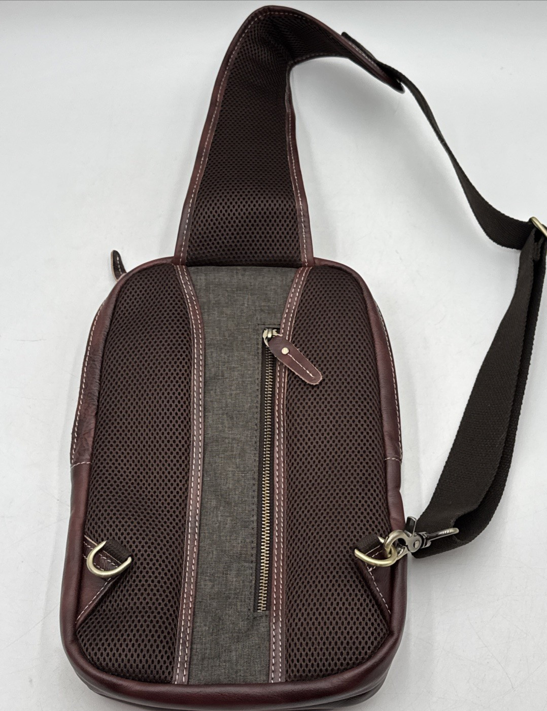 Vintage Full Grain Leather Sling Bag Crossbody Chest Daypack