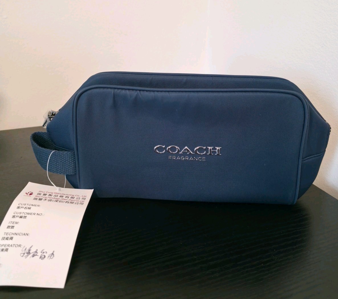 Coach Fragrance Men’s Travel Toiletry Dopp Bag Pouch Navy Blue