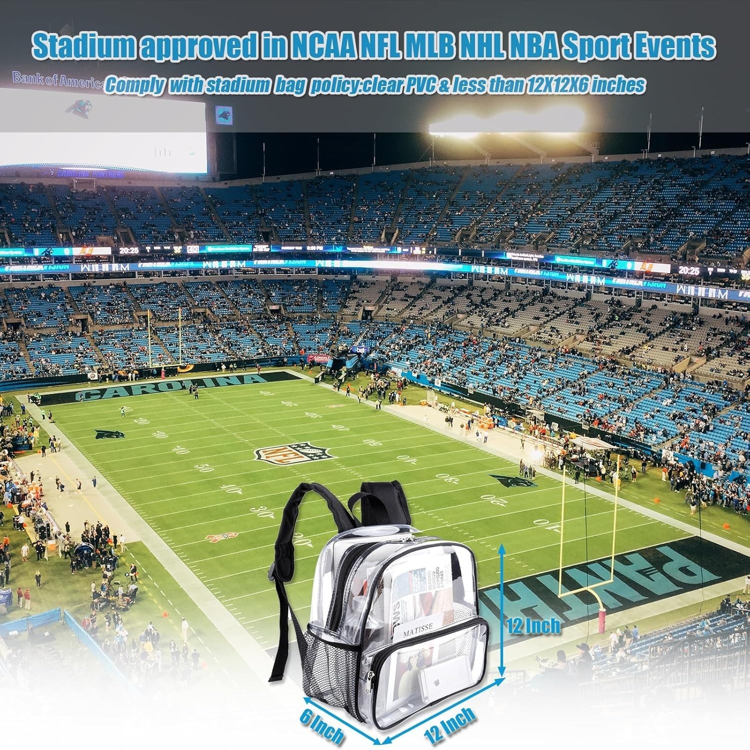Clear Backpack for Stadium Events 12X6X12 Clear Bag Stadium Backpack Mini Small