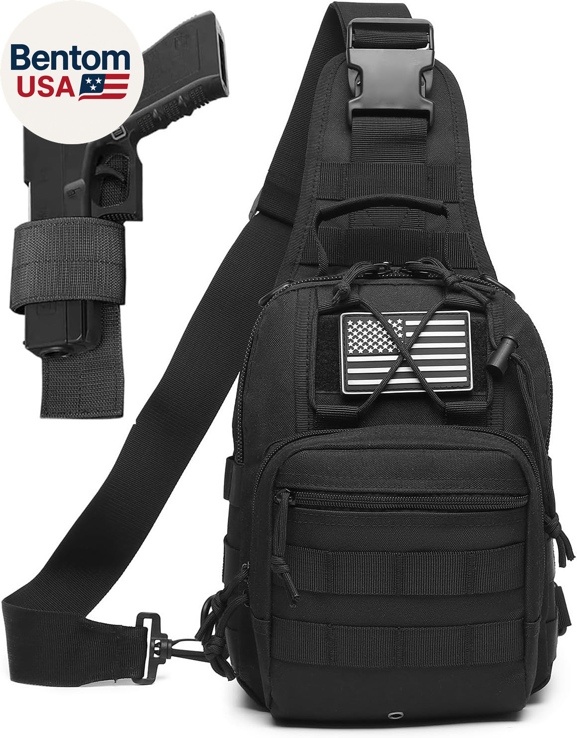 Small Tactical Sling Bag for Men with Holster Military EDC Shoulder Bag CCW Cros