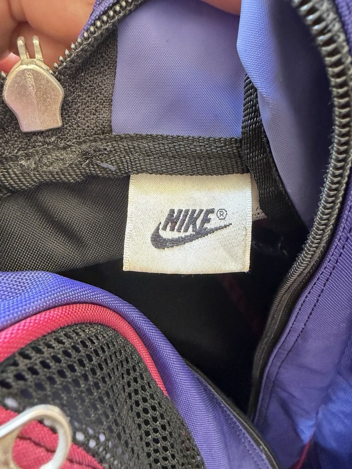 Vintage 90s Nike Distressed Spell Out Box Logo Handled Duffel Bag Gym Bag Red