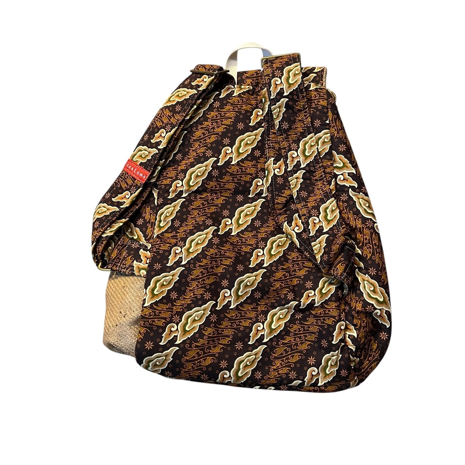 Taaluma Totes Backpack Batik Print – Brown Travel Bag w/ Drawstring