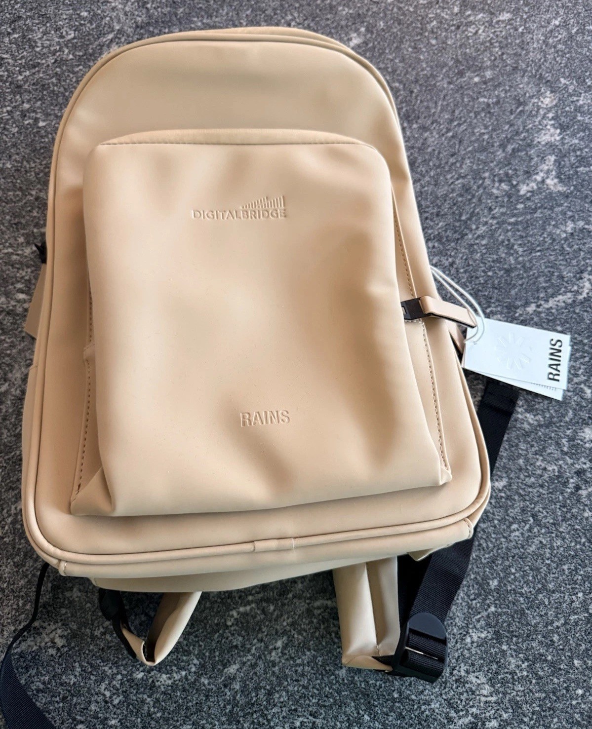 Rains Book Daypack W3 Sand — Unisex 15×3.9×11 inches (NWT $140)