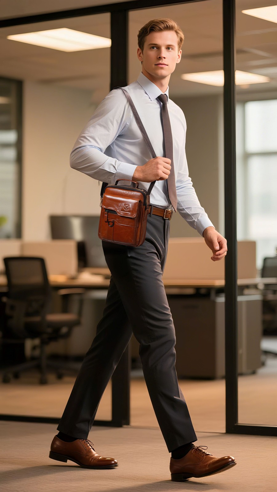 Men’s Shoulder Messenger Bag Business Genuine Leather Handbag Outdoor Sport Bag