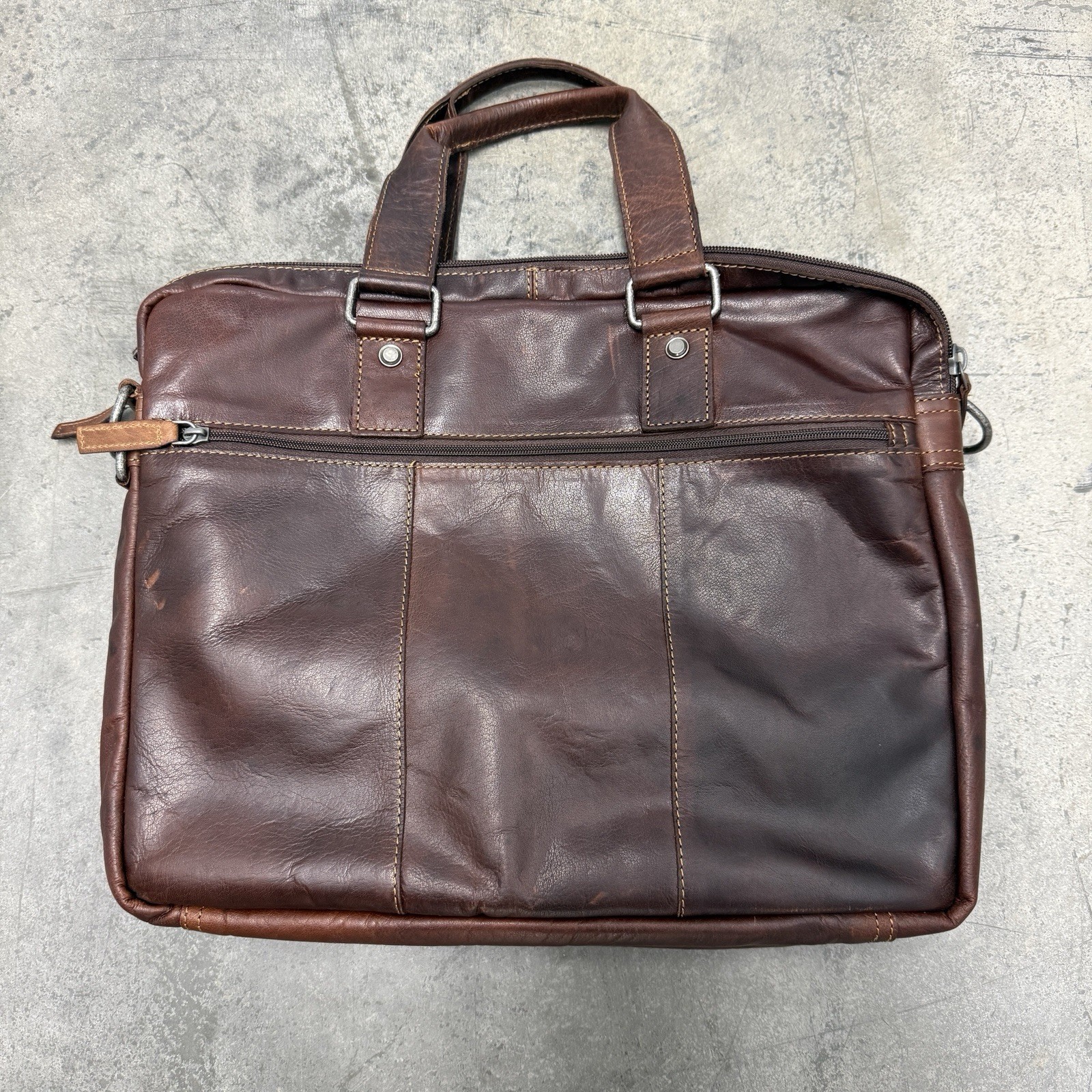 VTG Jack Georges Leather Briefcase Messenger Bag 16×13″ Laptop Satchel Brown