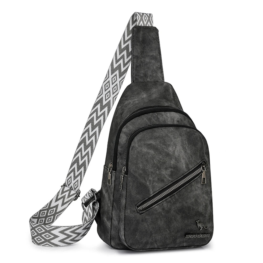 PU Leather Chest Bag Small Waist Bag Adjustable Guitar Strap Crossbody Sling Bag