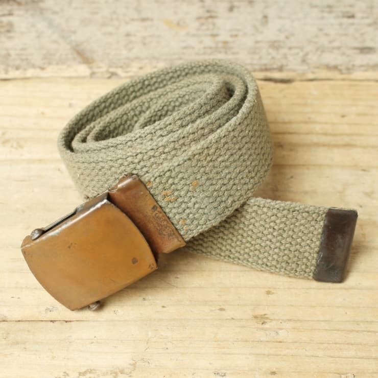 US Army Cotton GI Belt Khaki Used 60s US Military Web belt