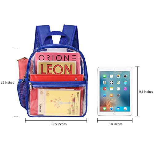 Clear Mini Backpack Stadium Approved, Water proof Transparent Backpack for Blue