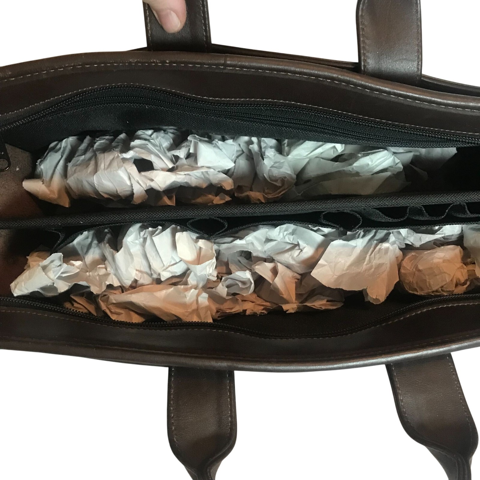 JACK GEORGES Executive Brown Leather Briefcase Messenger Bag Zip Top 16″ USA