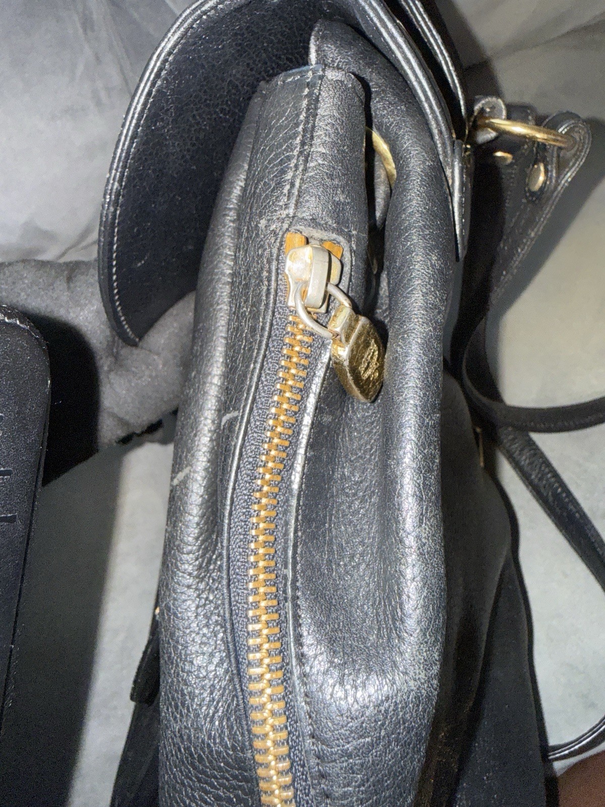 Authentic MCM Black Leather Studded Backpack Medium Drawstring Gold Hardware