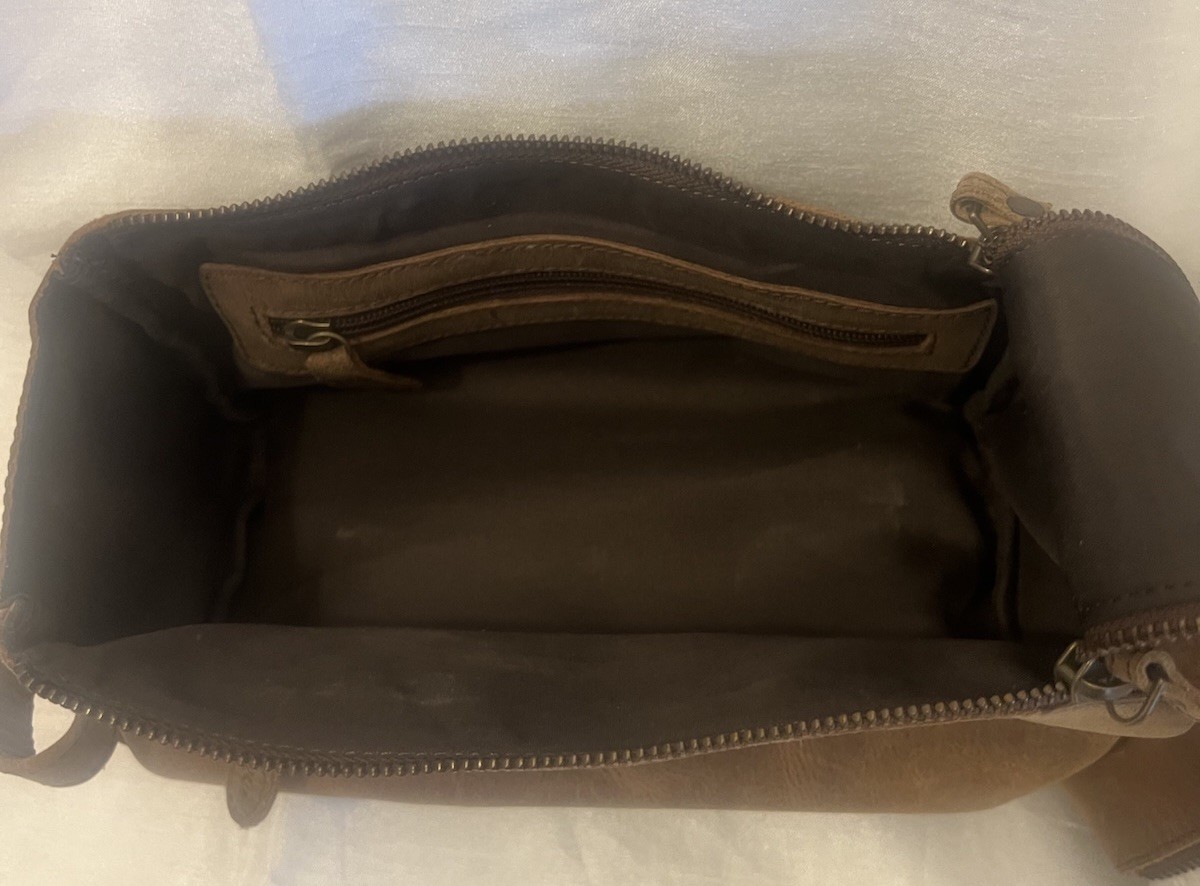 Vintage Moonster Buffalo Leather Dopp Kit Bag Rustic Brown Travel Toiletry Case