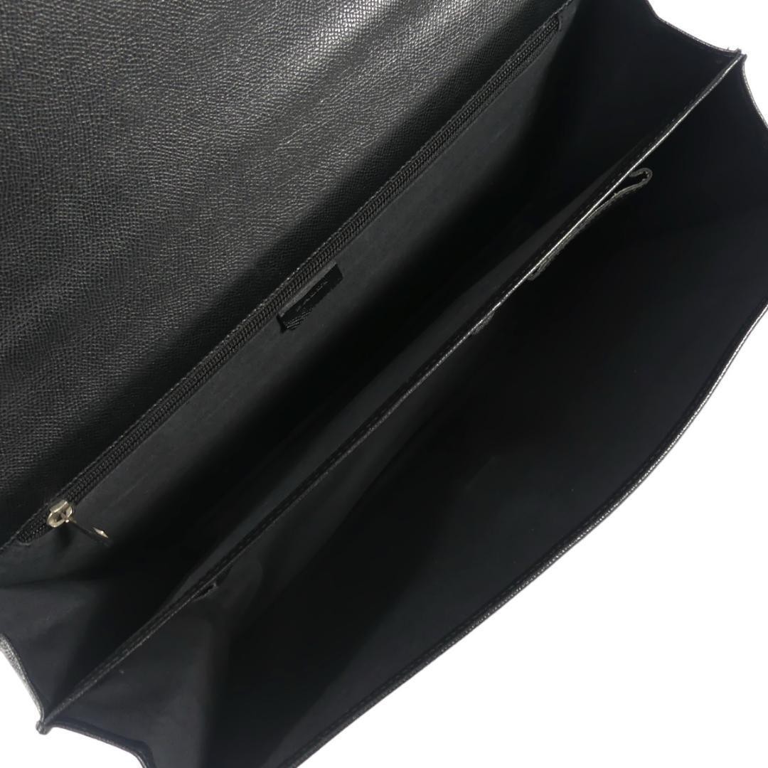 BALLY Business Bag Black Genuine Leather Briefcase Luxury With Key 14x41x32cm