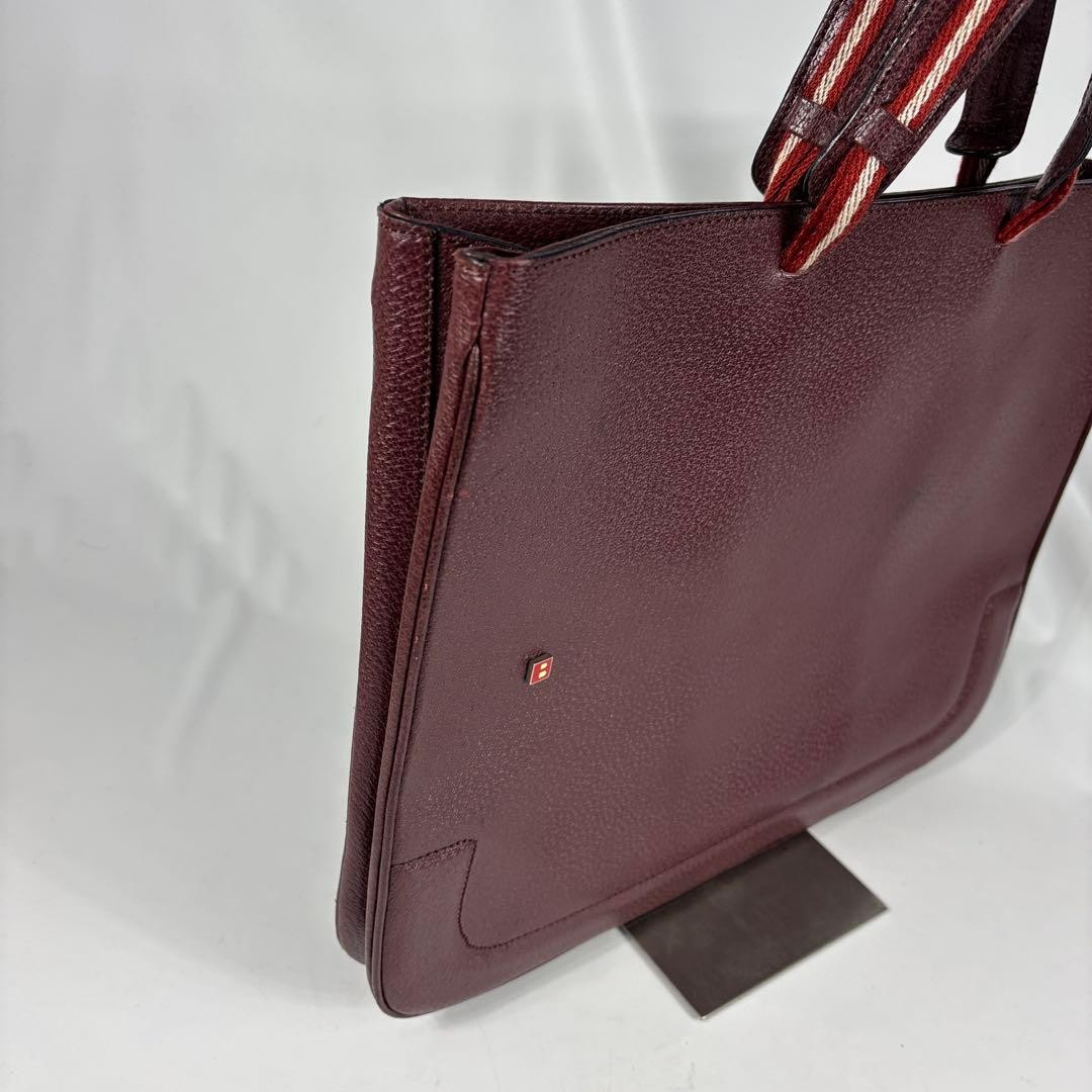 BALLY Authentic Trespo Leather Business Bag with B Logo Bordeaux 31×38cm