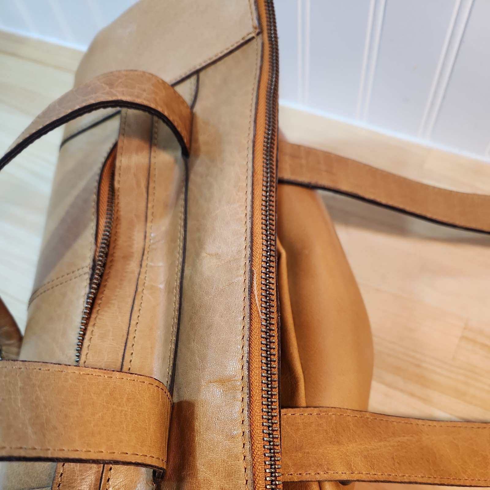 Wild West Los Angeles Brown Large Tote Bag Zip Closure Pockets Boho Indie