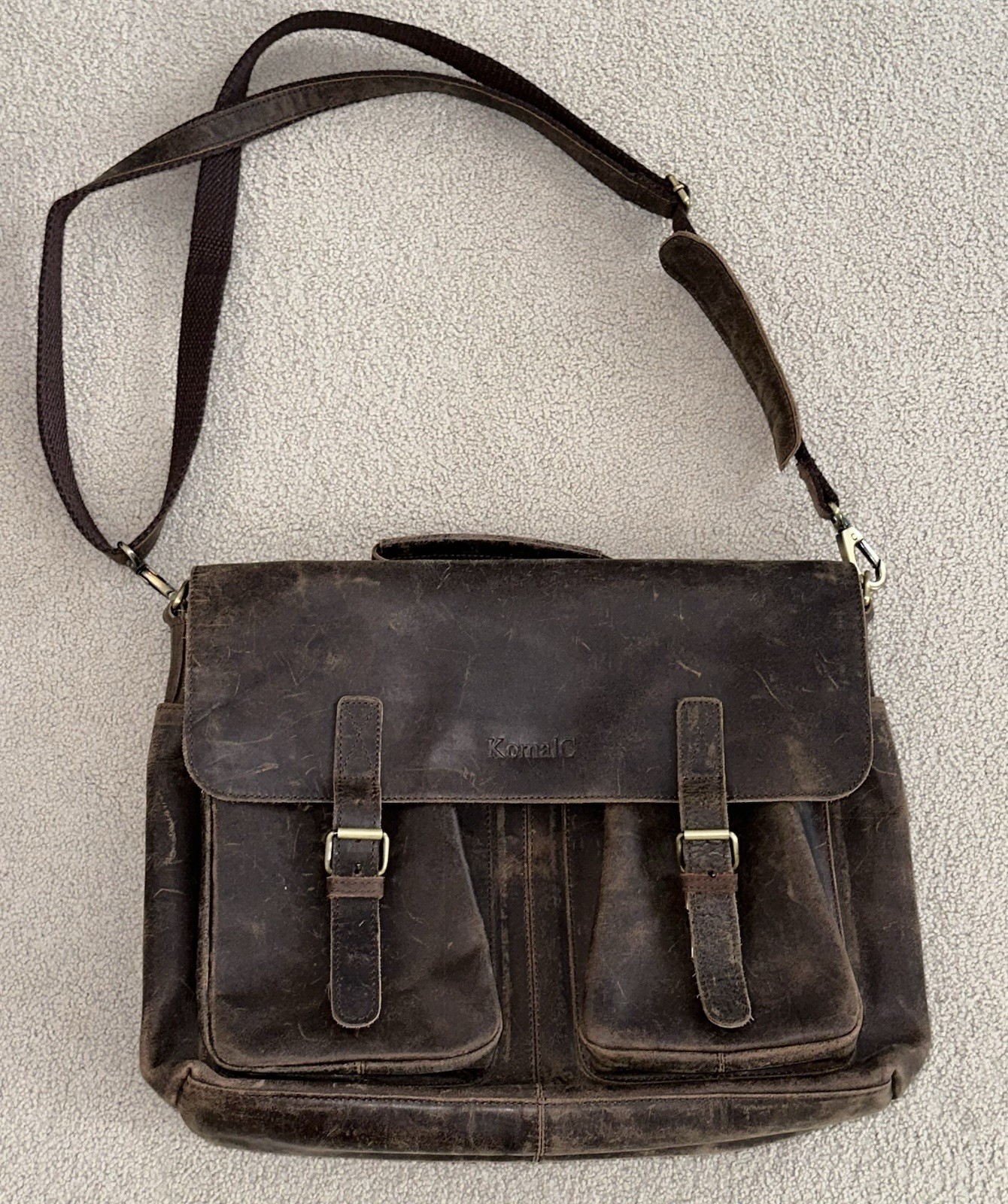 Komalc Passion Full Grain Leather briefcase 16” Laptop Messenger Bag Men/woman