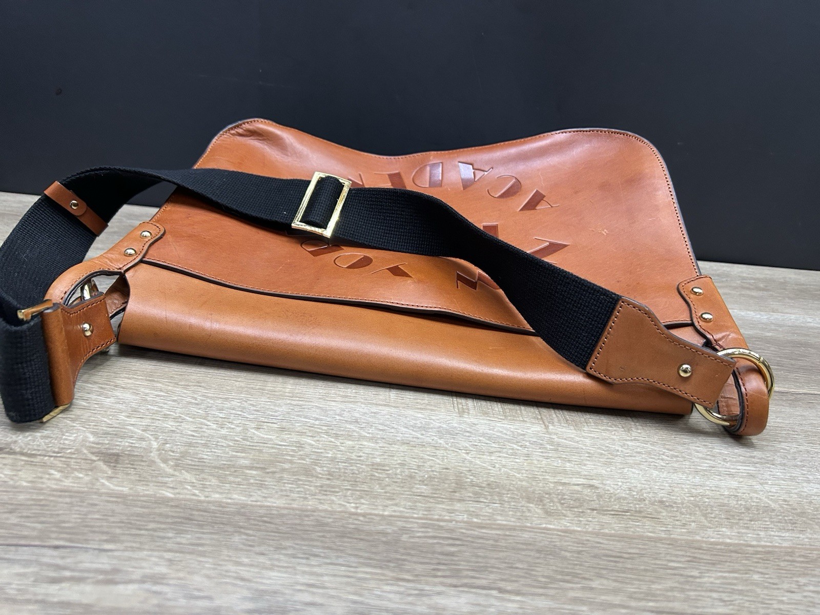 Vintage New York Film Academy Genuine Leather Cognac Portfolio Messenger Bag