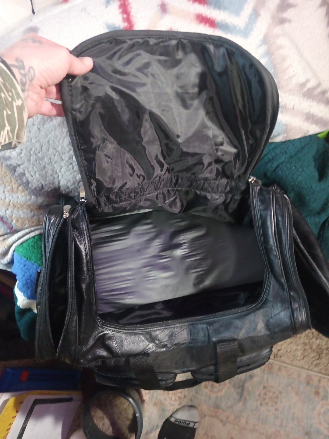 Black Genuine Leather Handcrafted Duffel Bag 22 In