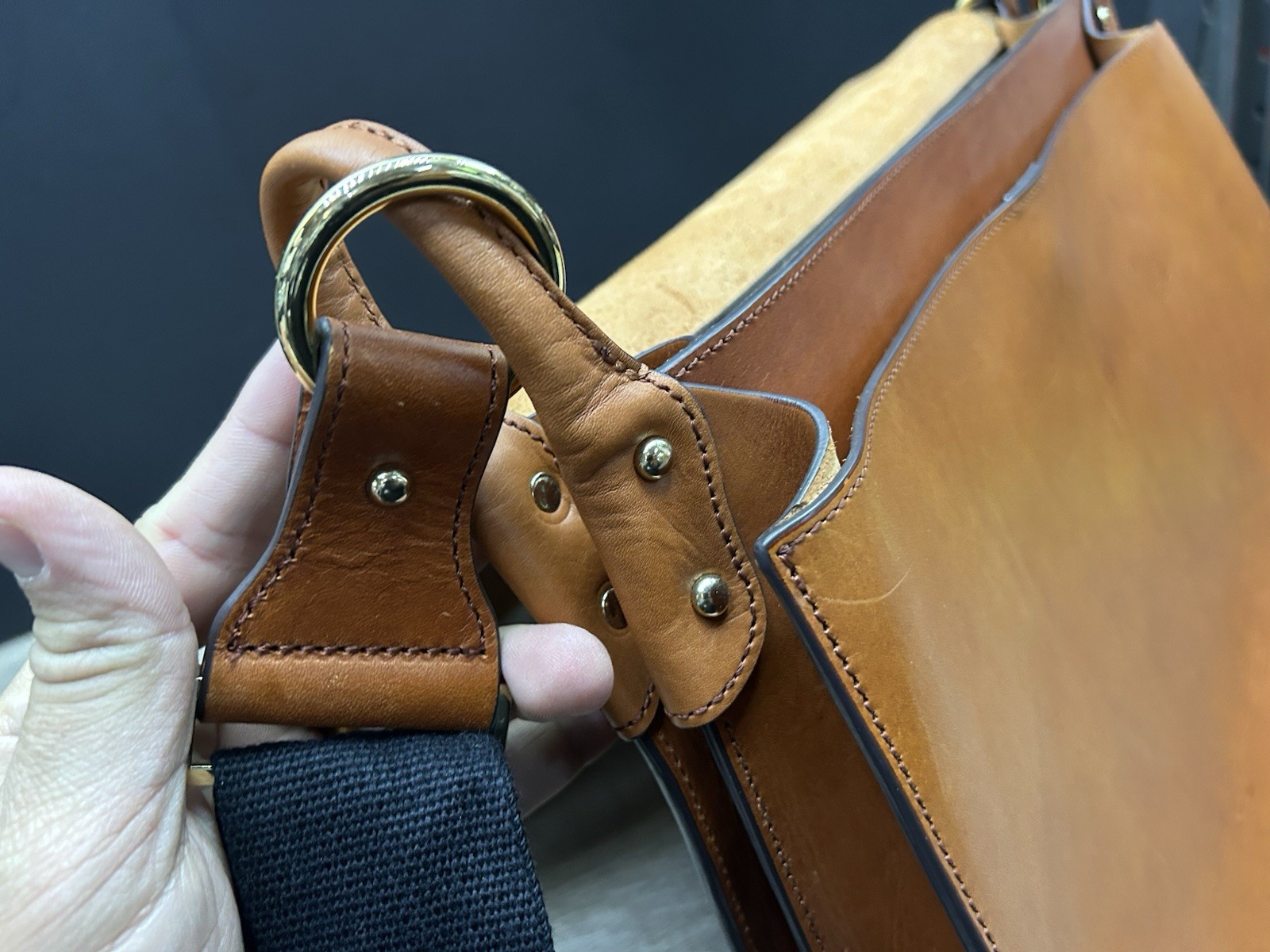 Vintage New York Film Academy Genuine Leather Cognac Portfolio Messenger Bag