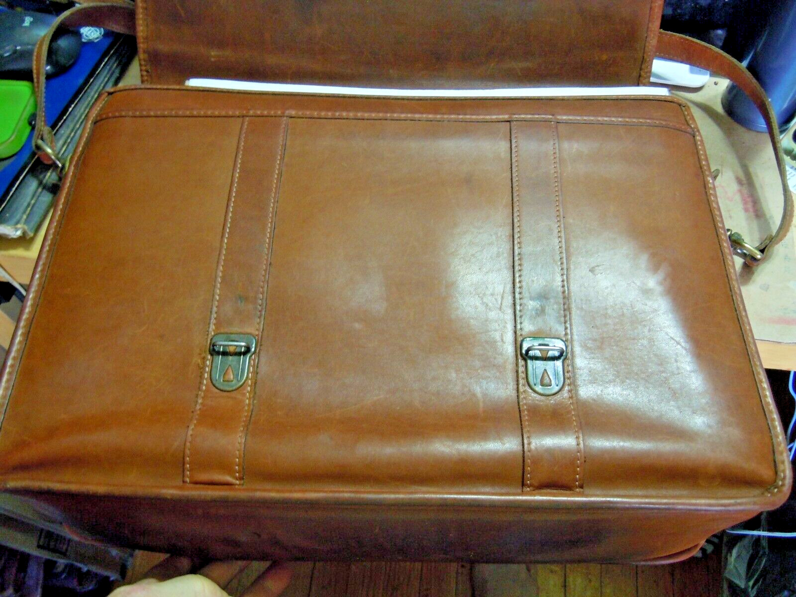 VTG KORCHMAR SCHLESINGER BELTED LEATHER BRIEFCASE USA #7