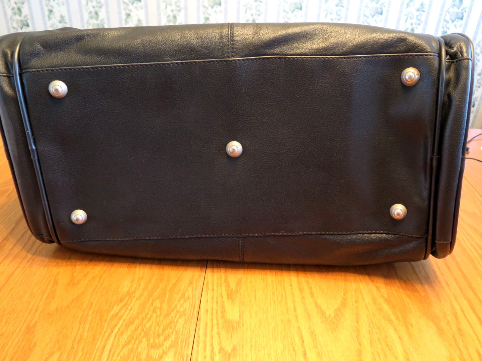 Vtg Black Leather Corvette Duffle Bag Embroidered Logo Travel Gym Weekender