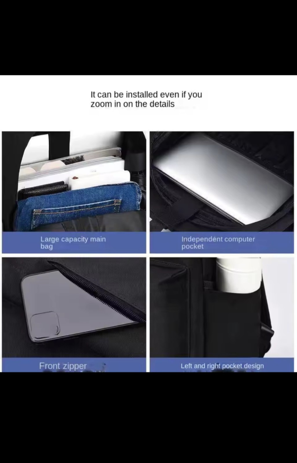 Men’s Minimalist Backpack Large Capacity Laptop School Bag Durable & Washable