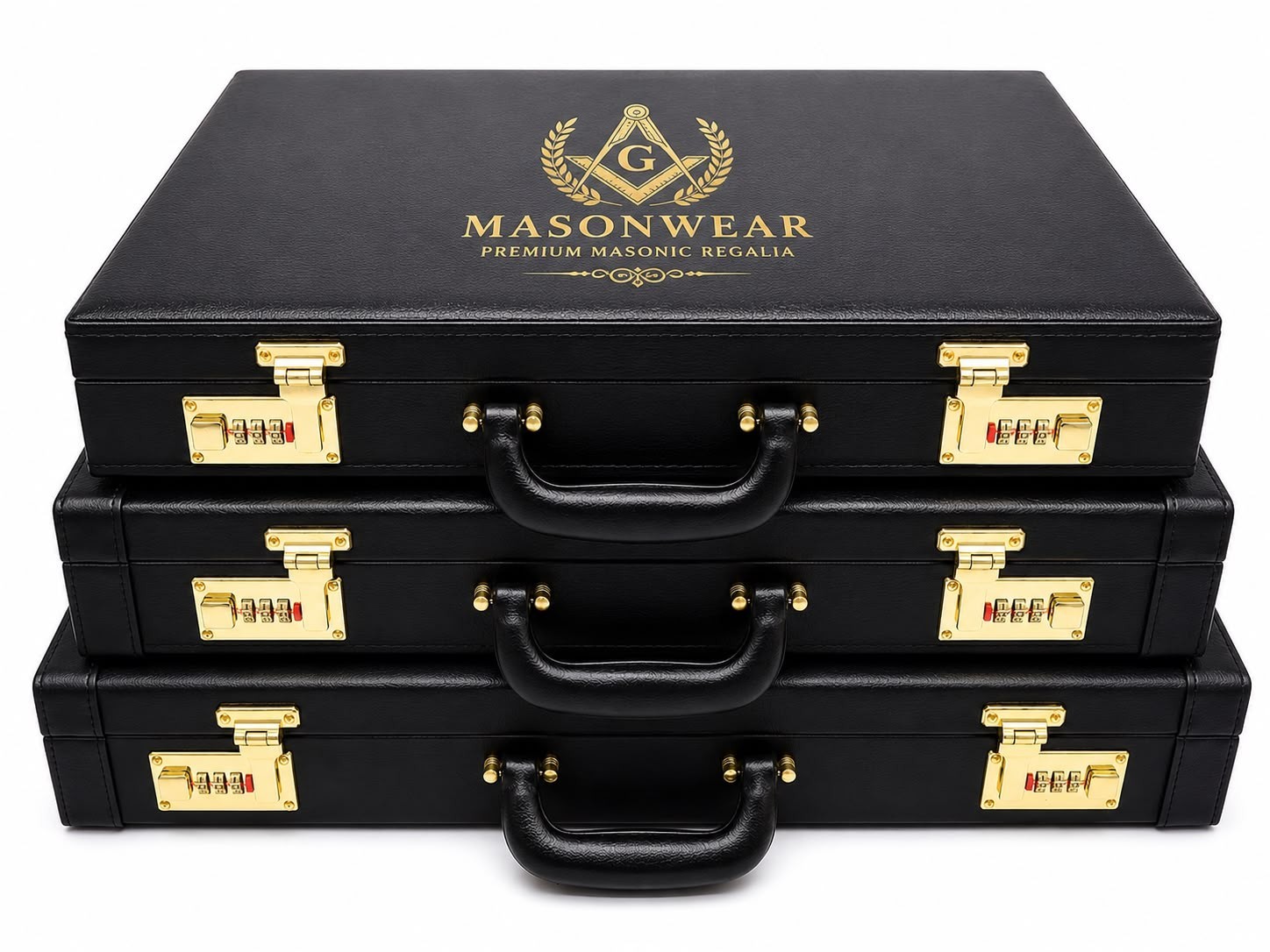 Masonic Regalia Apron Hard Briefcase All Sizes Premium 100%Genuine Black LEATHER