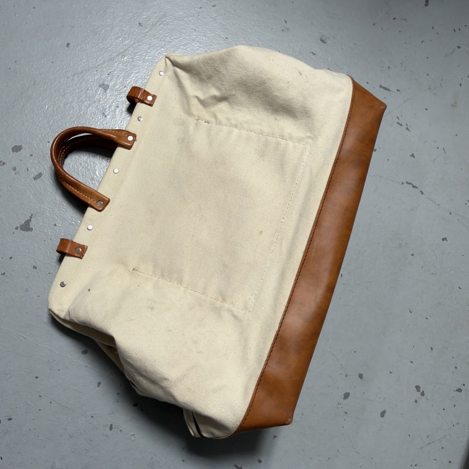 Vintage Brookstone Canvas Leather Lineman Tool Work Ranch Bag Made In USA