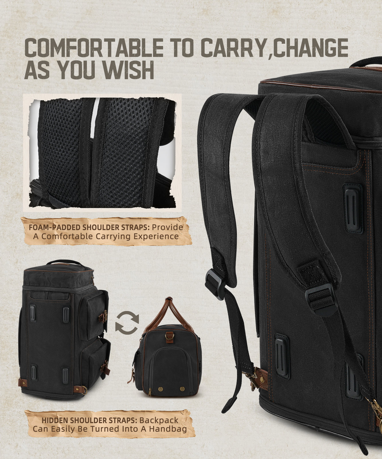 Large Travel Duffel Bag Expandable Weekend Luggage Sports Backpack Shoulder Bag